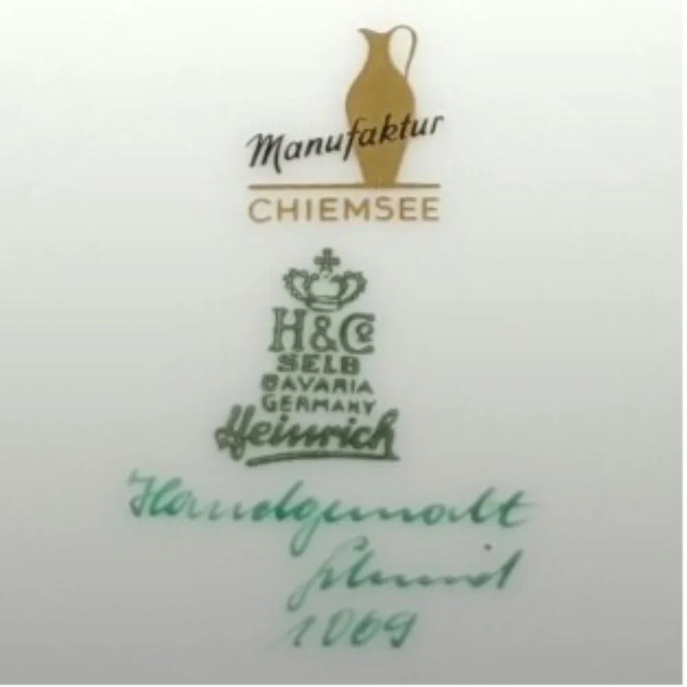 RARE H&C Selb Bavaria Chiemsee Tea Trio Hand-Painted Artist Signed Schmidt